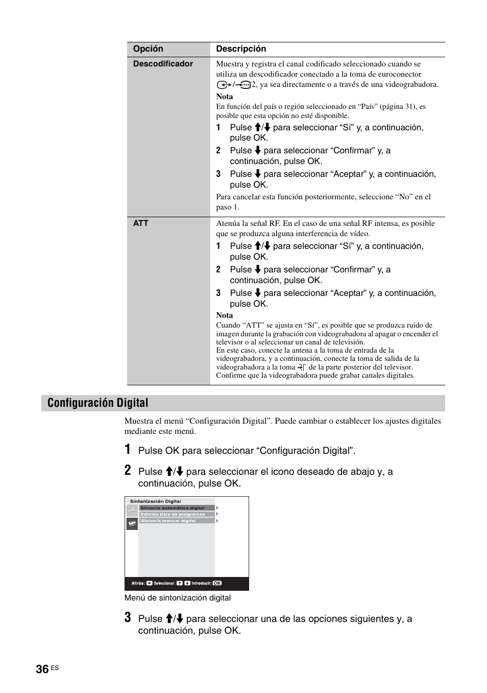 Configuración digital | Sony KDL-W40A11E User Manual | Page 178 / 192