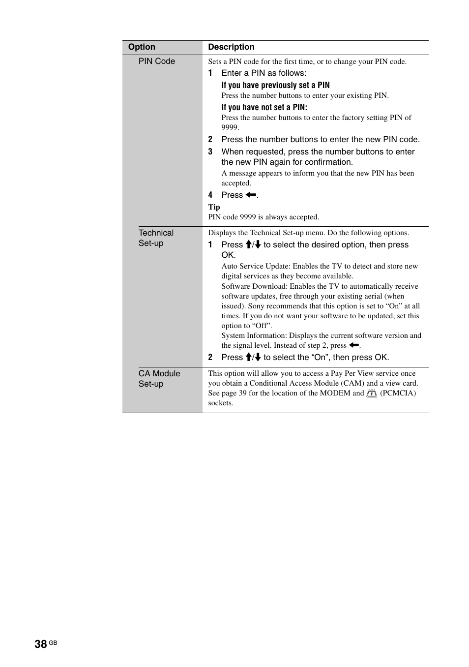 Sony KDL-W40A11E User Manual | Page 38 / 192