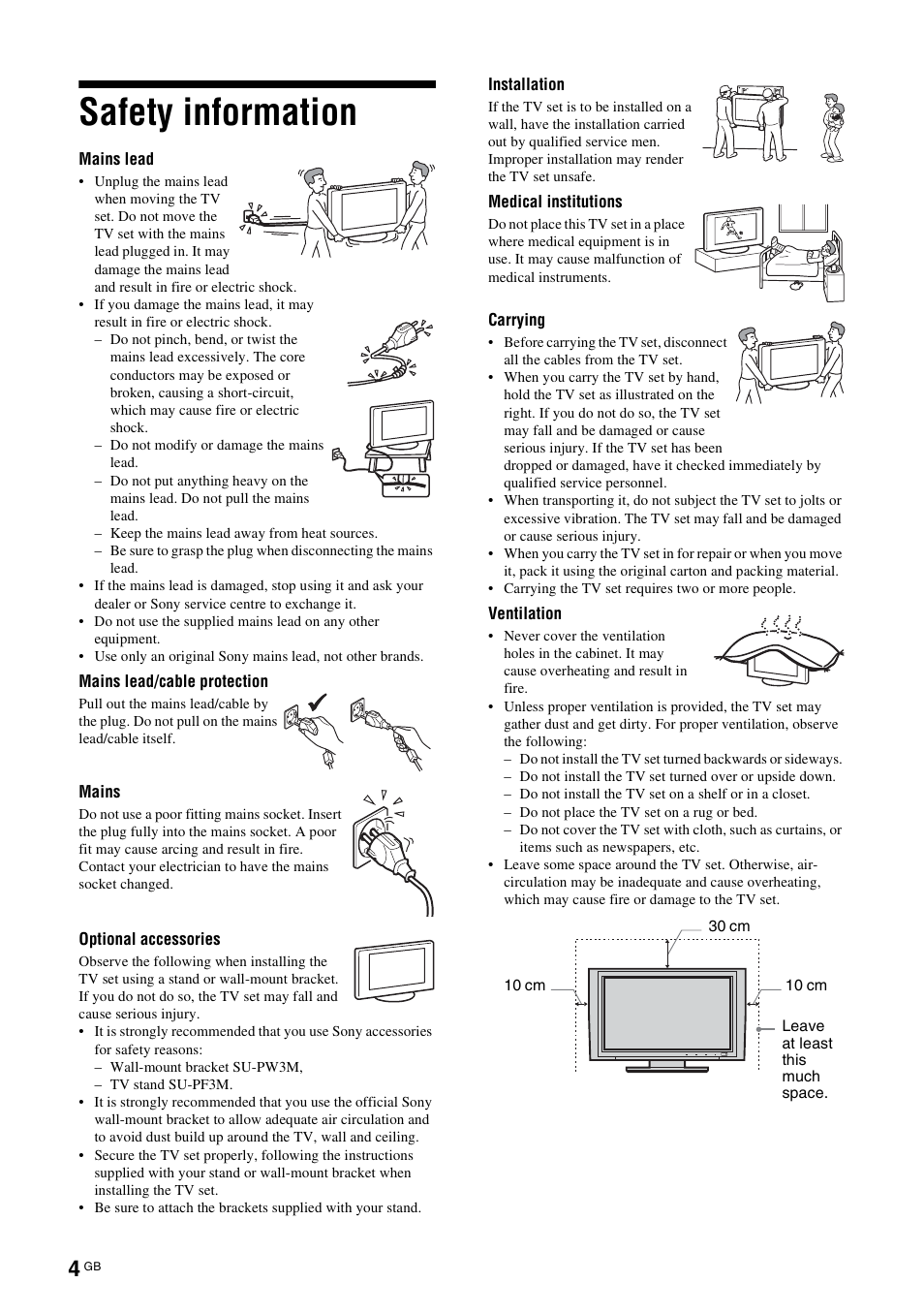 Safety information | Sony KDL-W40A11E User Manual | Page 4 / 192