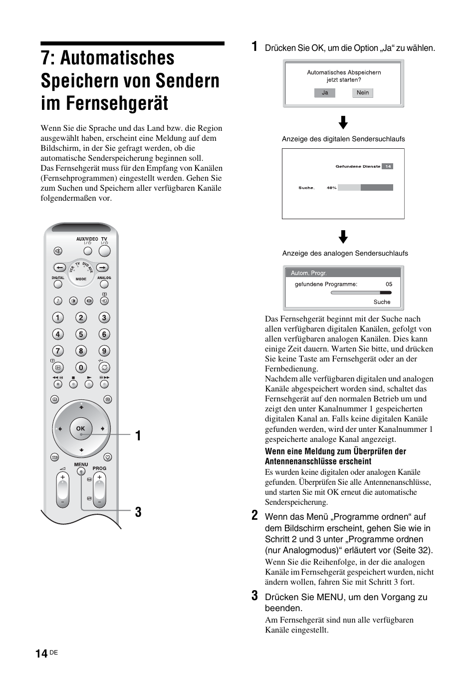 Automatisches speichern von sendern, Im fernsehgerät, 31 m | Sony KDL-W40A11E User Manual | Page 60 / 192