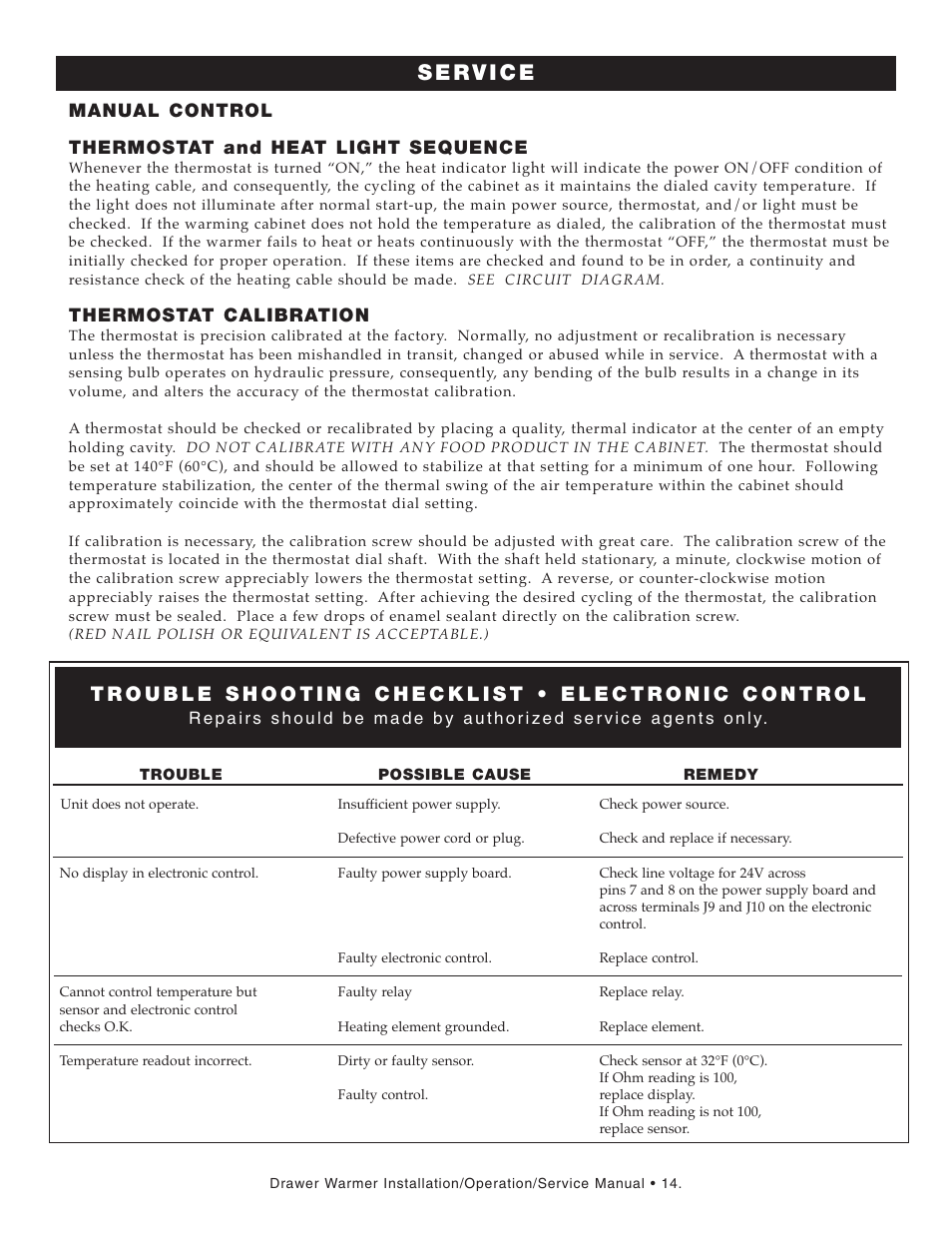 Manual control thermostat and heat light sequence, Thermostat calibration | Alto-Shaam 500-2D User Manual | Page 16 / 33