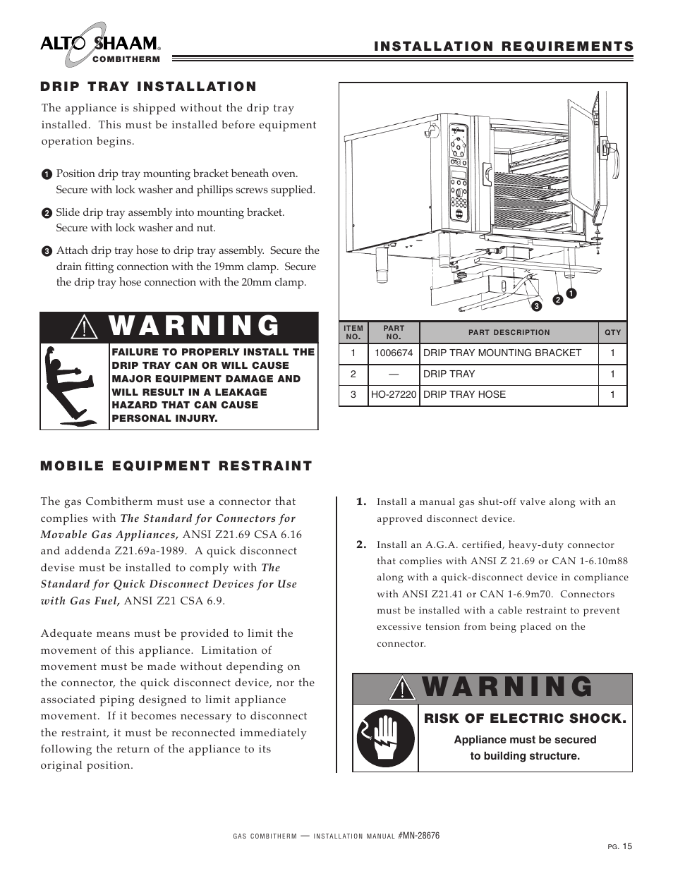 Risk of electric shock | Alto-Shaam 10.20ESG User Manual | Page 17 / 32
