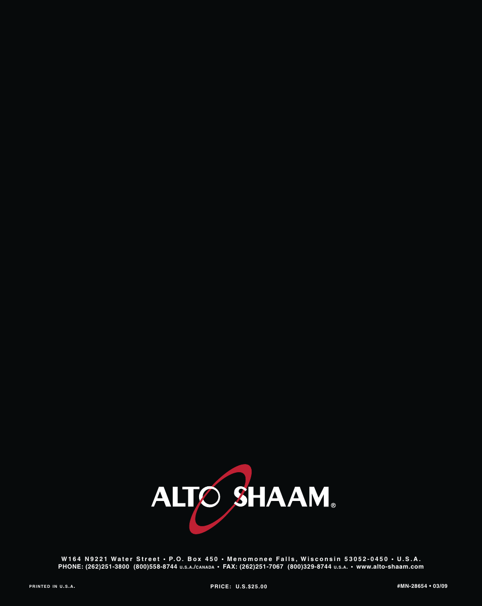 Alto-Shaam COMBITHERM 1020 User Manual | Page 135 / 135