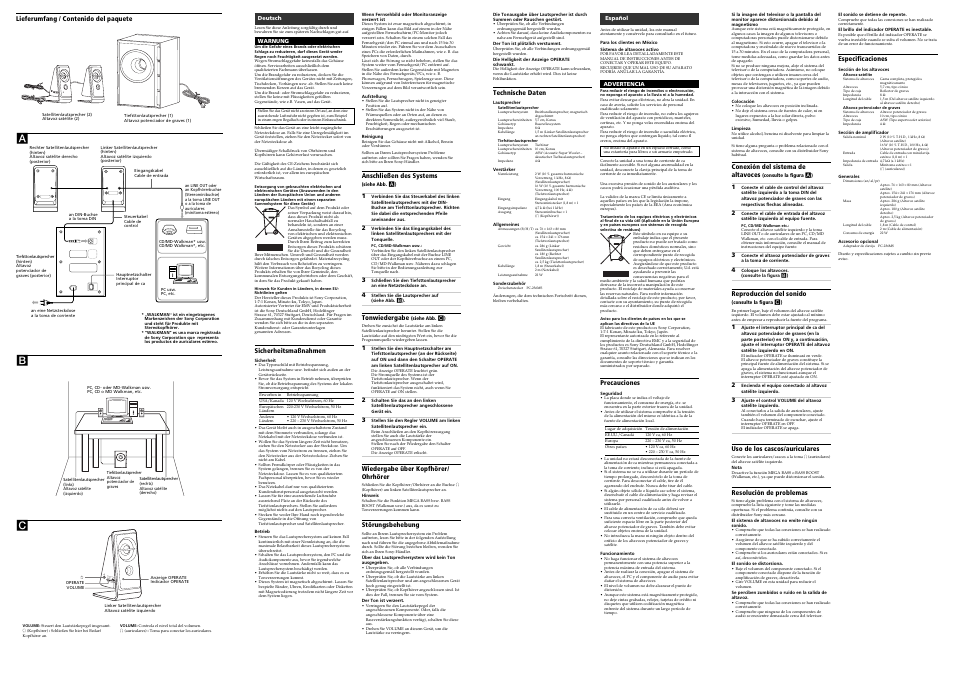 Operate volume on off | Sony SRS-D21 User Manual | Page 2 / 2