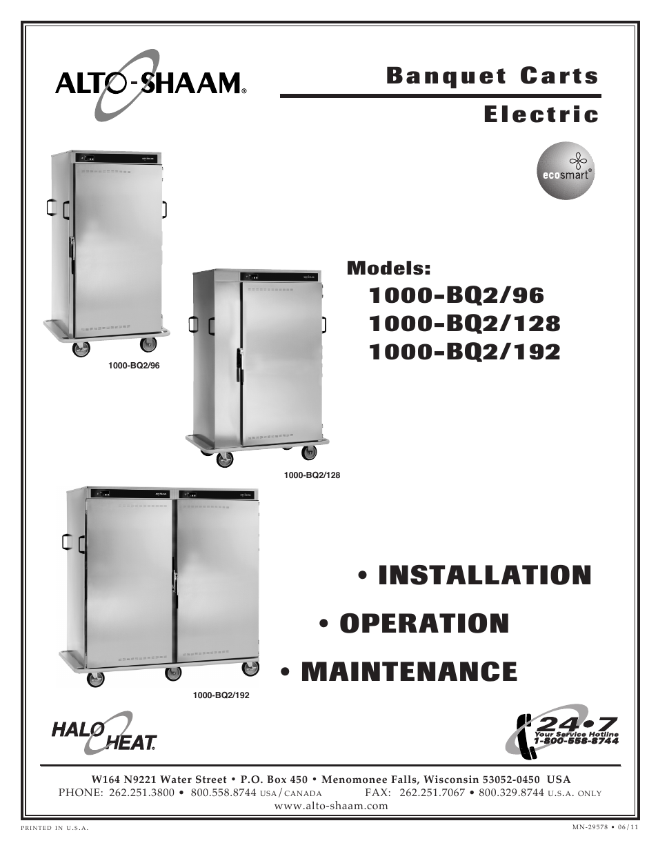 Alto-Shaam 1000-BQ2/128 User Manual | 29 pages
