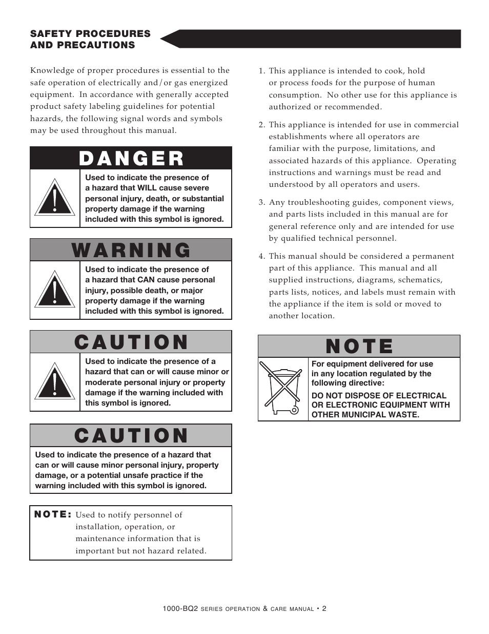 N o t e | Alto-Shaam 1000-BQ2/128 User Manual | Page 4 / 29