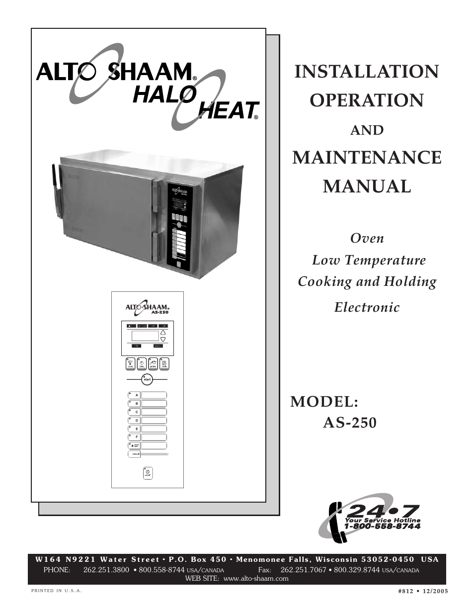 Alto-Shaam AS-250 User Manual | 21 pages