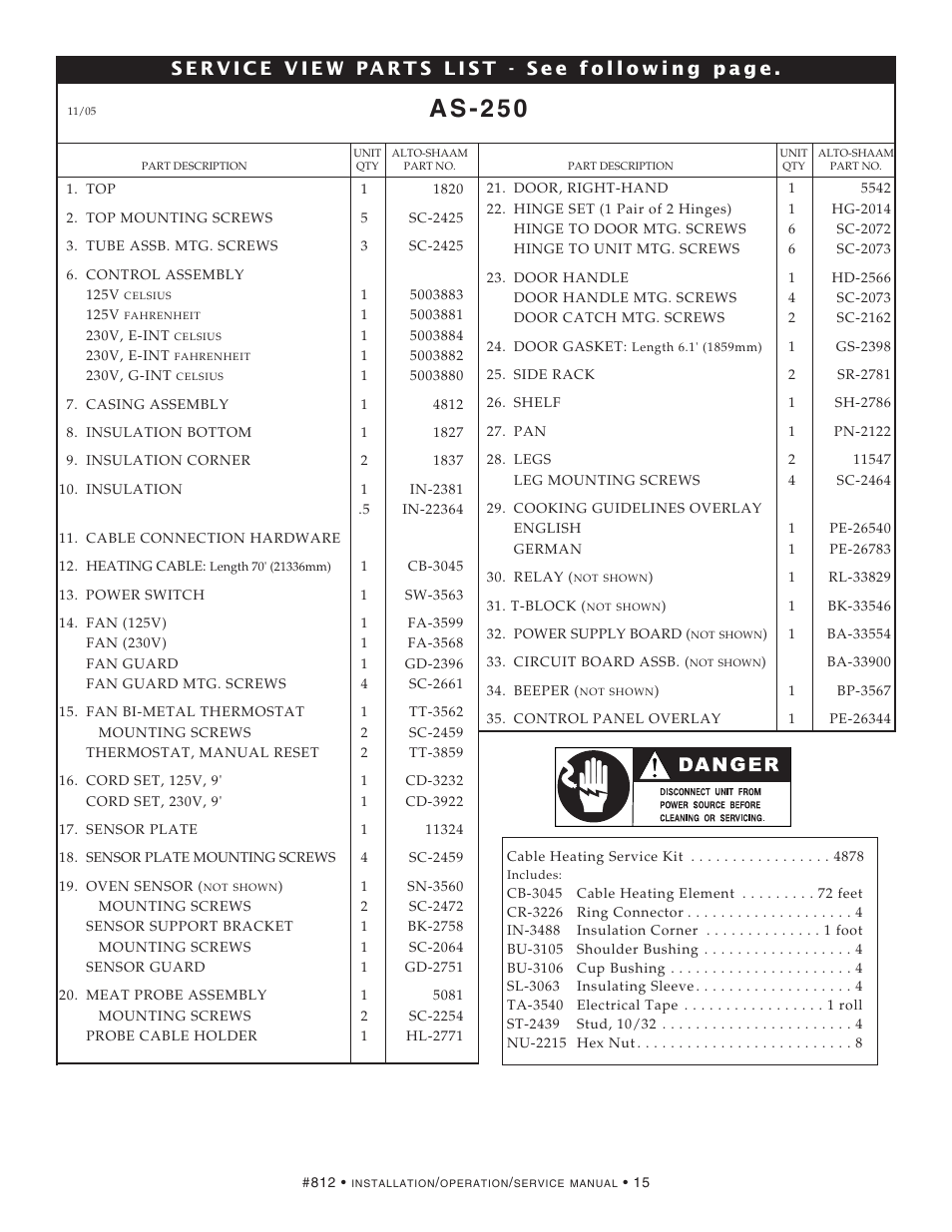A s - 2 5 0 | Alto-Shaam AS-250 User Manual | Page 17 / 21