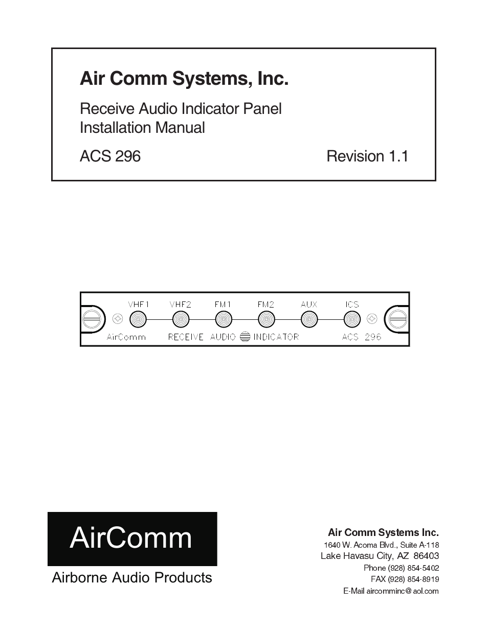 Air Comm Systems ACS 296 User Manual | 7 pages