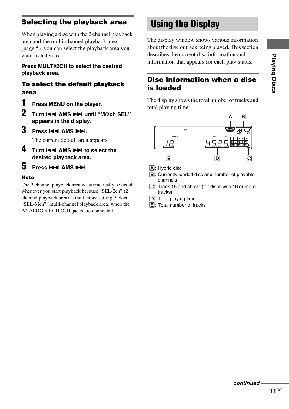 Using the display | Sony SCD-XA1200ES User Manual | Page 11 / 104