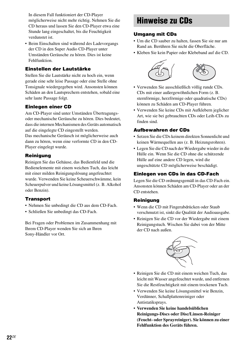 Hinweise zu cds | Sony SCD-XA1200ES User Manual | Page 72 / 104