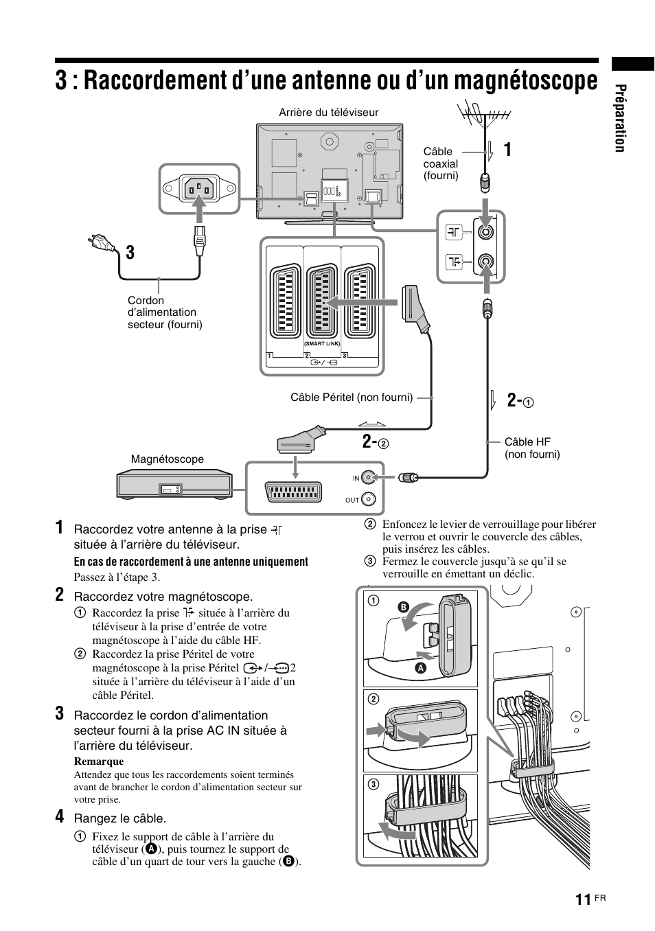 3 : raccordement d’une antenne ou d’un, Magnétoscope | Sony KDL-V32A11E User Manual | Page 103 / 192