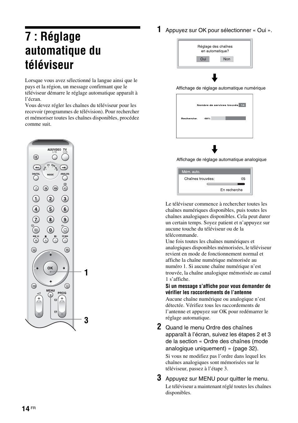7 : réglage automatique du téléviseur, 31 m | Sony KDL-V32A11E User Manual | Page 106 / 192
