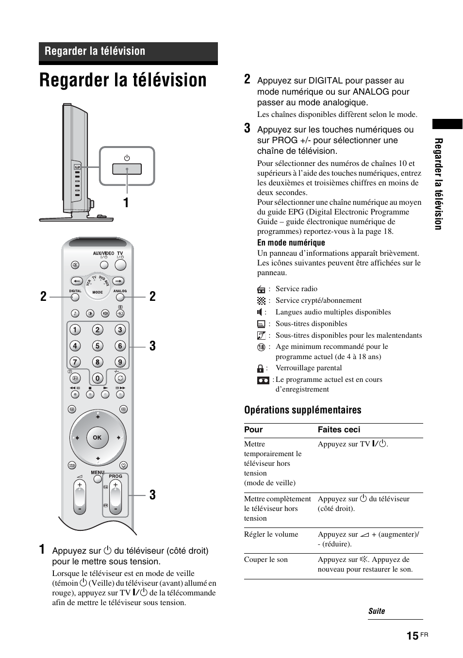 Regarder la télévision, Pour les chaînes, Numériques uniquement | Sony KDL-V32A11E User Manual | Page 107 / 192