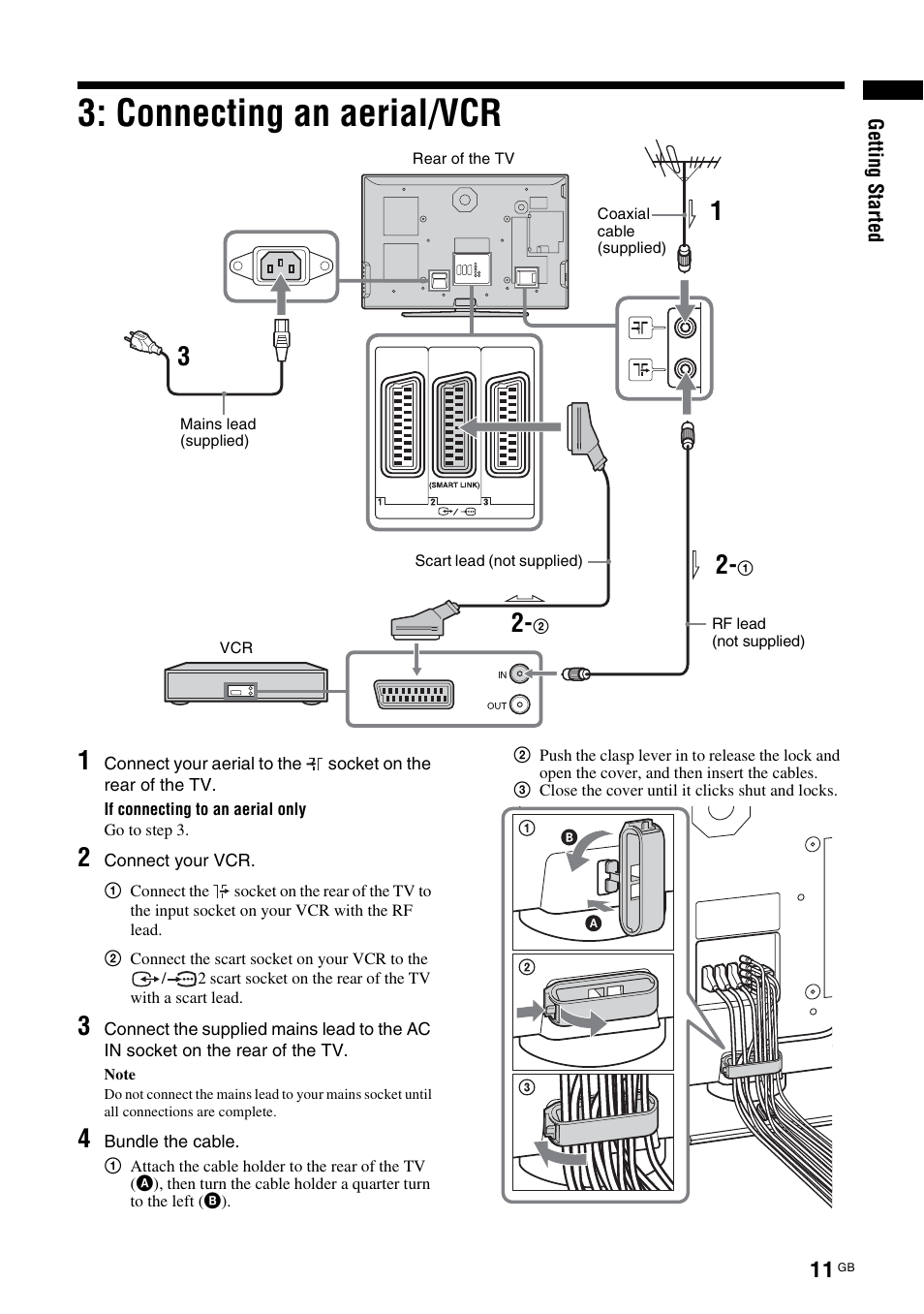 Connecting an aerial/vcr | Sony KDL-V32A11E User Manual | Page 11 / 192