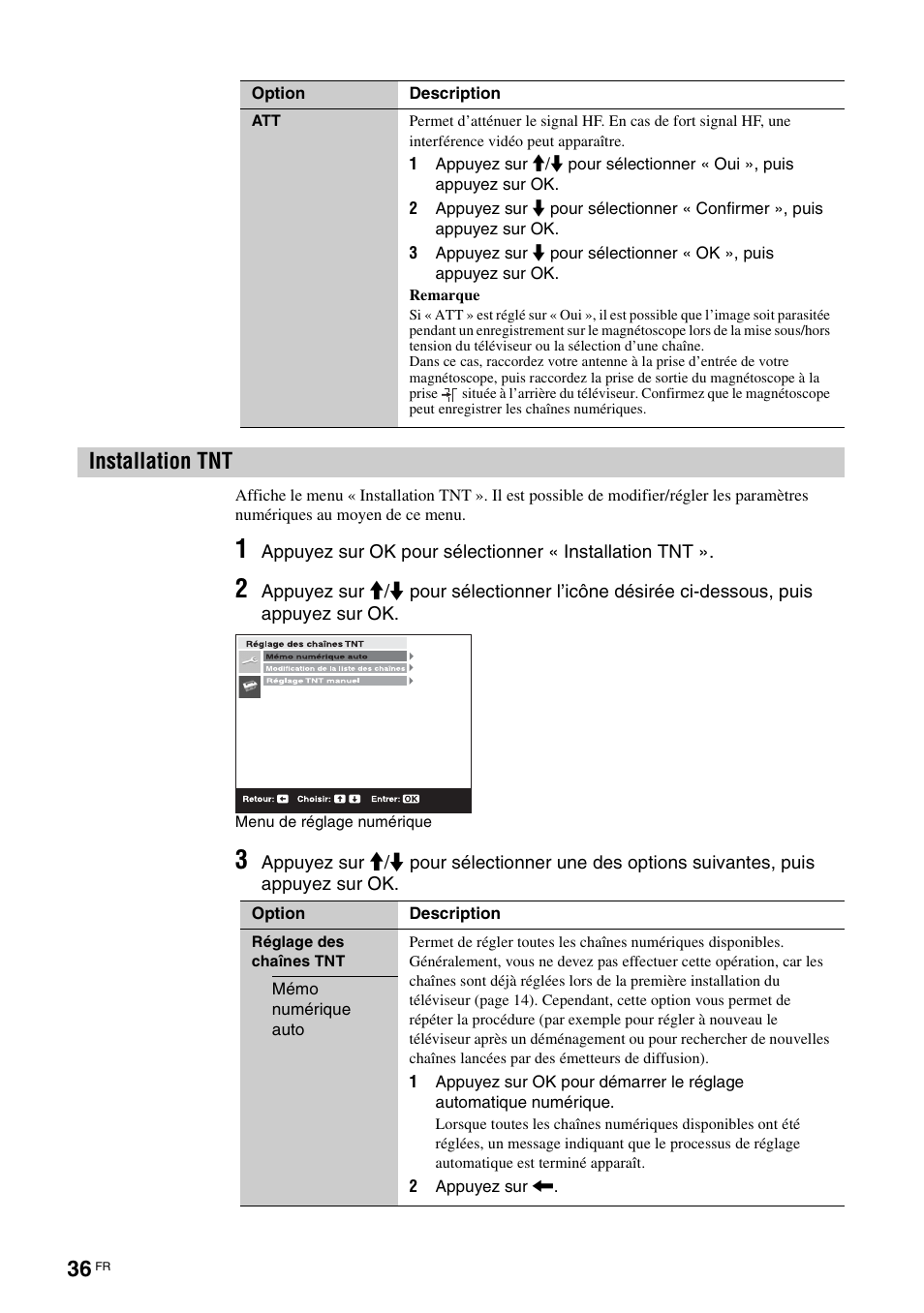 Installation numérique, Installation tnt | Sony KDL-V32A11E User Manual | Page 128 / 192