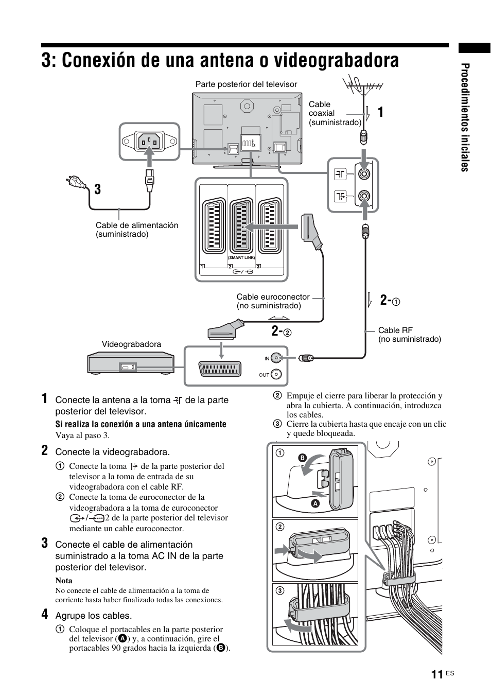 Conexión de una antena o videograbadora, Conexión de una antena o, Videograbadora | Sony KDL-V32A11E User Manual | Page 151 / 192