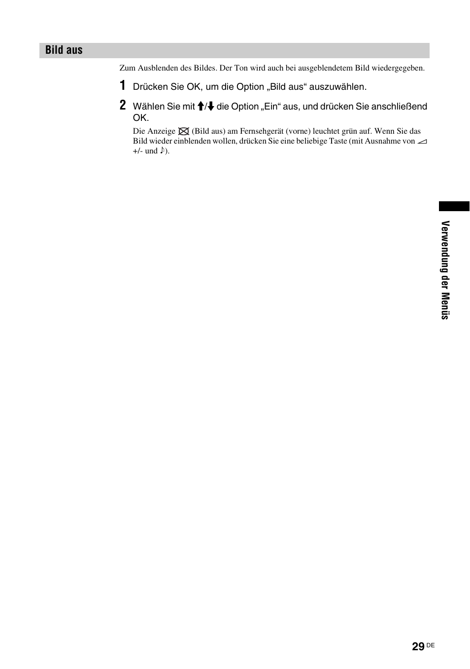 Bild aus, Seite 29) | Sony KDL-V32A11E User Manual | Page 75 / 192