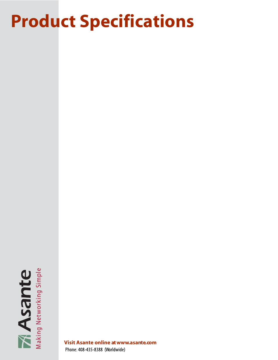 Product specifications | Asante Technologies FRIENDLYNET FS4124R User Manual | Page 5 / 6