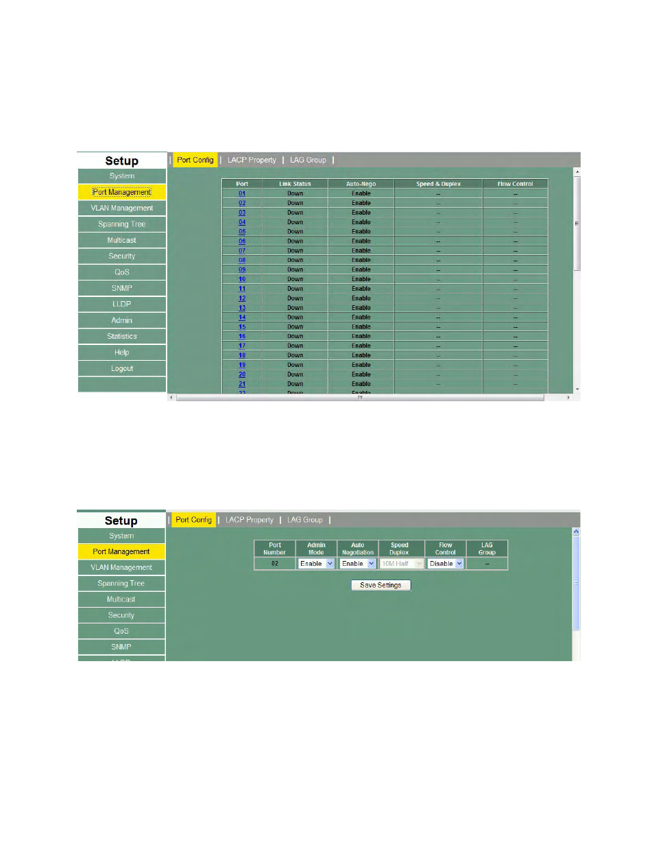 3 port management – port config, Port management – port config - specific port | Asante Technologies 3624/48 User Manual | Page 68 / 145