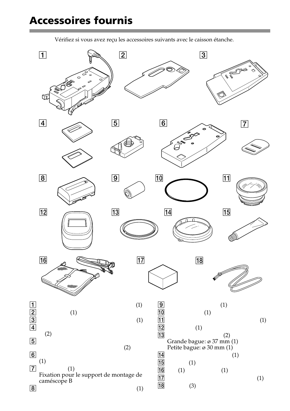 Accessoires fournis | Sony MPK-DVF5M User Manual | Page 30 / 112