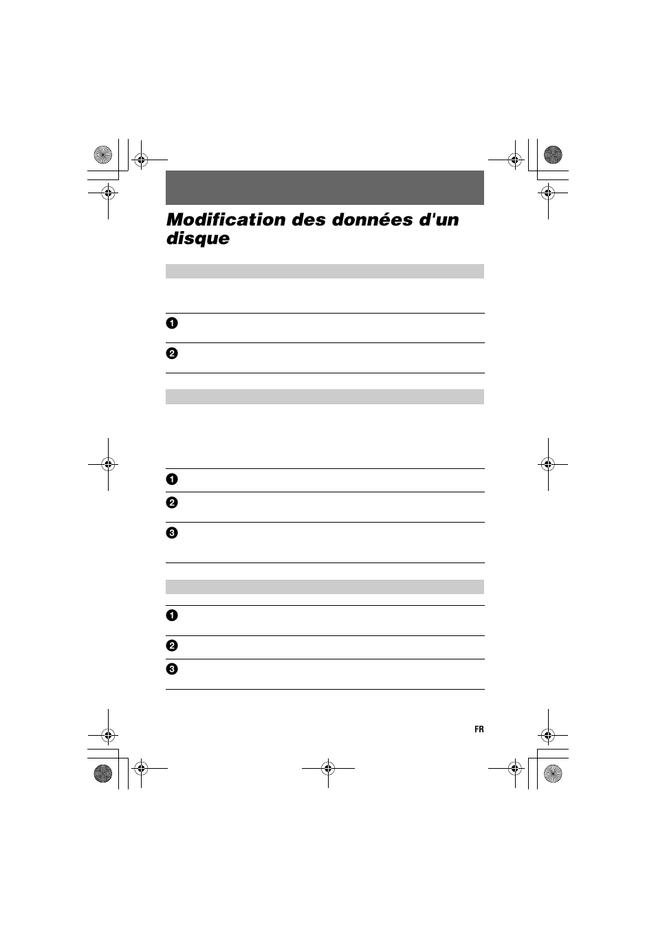 Modification des données d'un disque, Modification des données, D'un disque | Sony MVC-CD1000 User Manual | Page 13 / 32