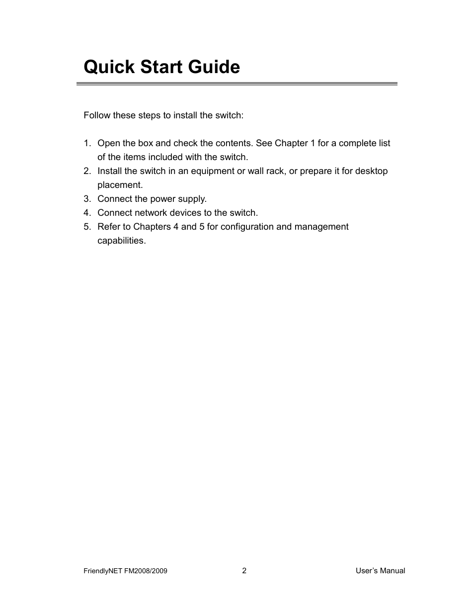 Quick start guide | Asante Technologies FM2008/2009 User Manual | Page 2 / 86