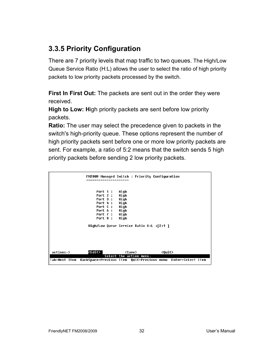 5 priority configuration | Asante Technologies FM2008/2009 User Manual | Page 32 / 86