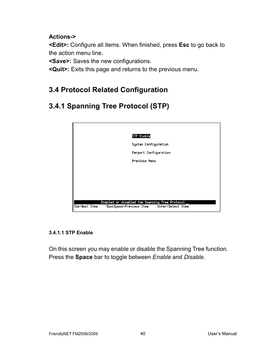 4 protocol related configuration | Asante Technologies FM2008/2009 User Manual | Page 40 / 86