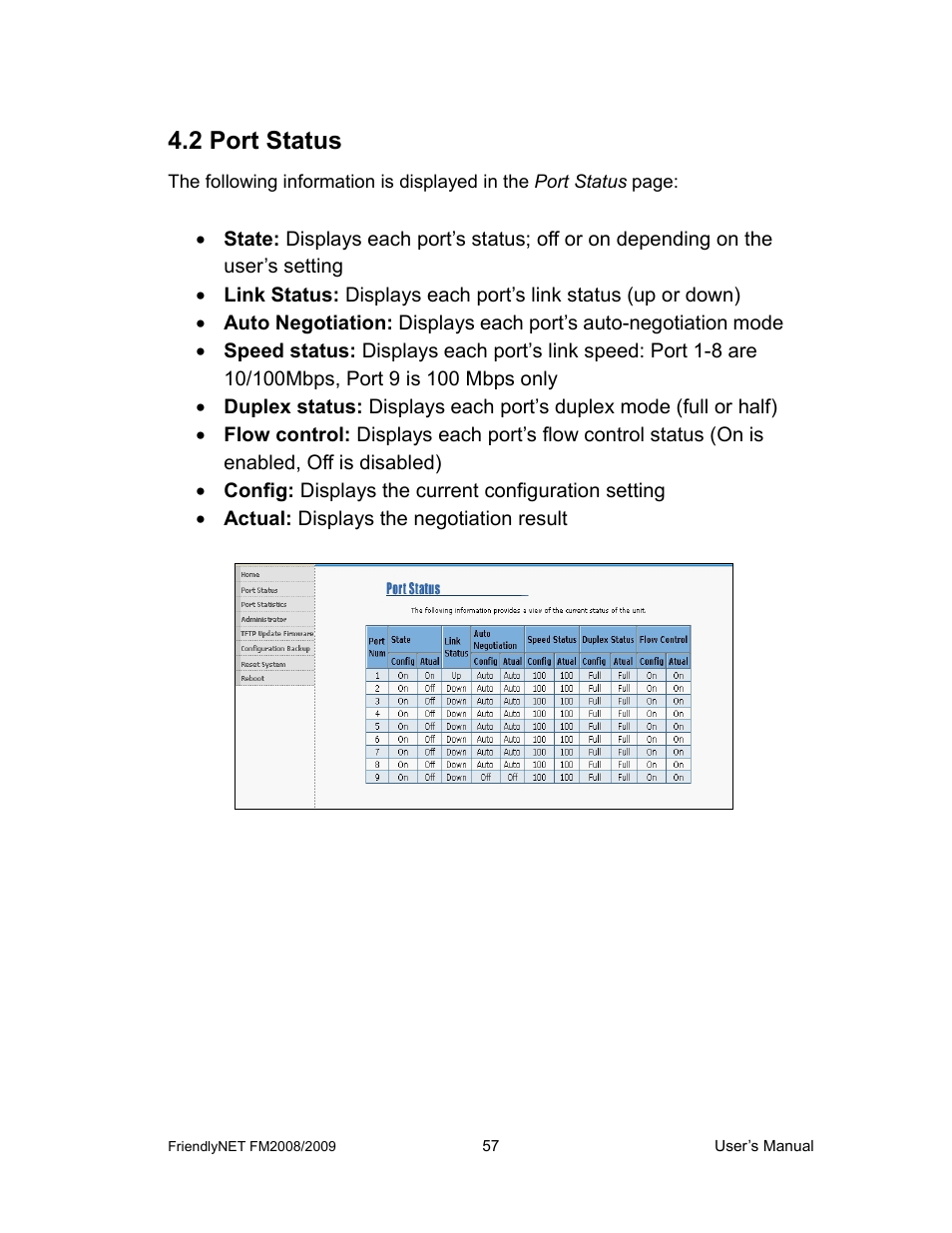 2 port status | Asante Technologies FM2008/2009 User Manual | Page 57 / 86