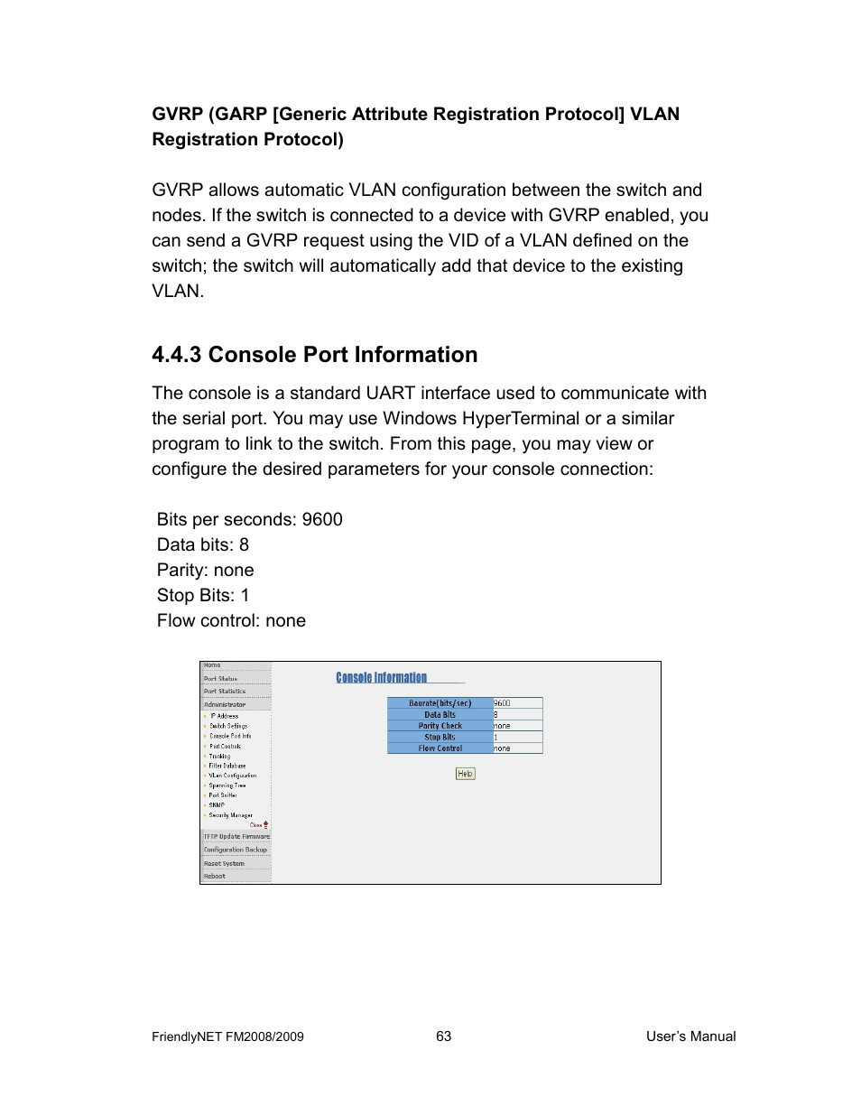 3 console port information | Asante Technologies FM2008/2009 User Manual | Page 63 / 86