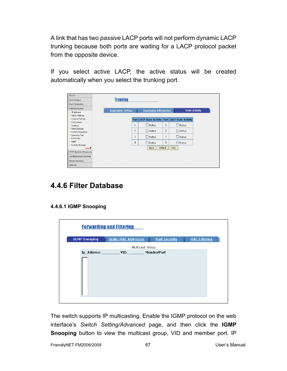 6 filter database | Asante Technologies FM2008/2009 User Manual | Page 67 / 86