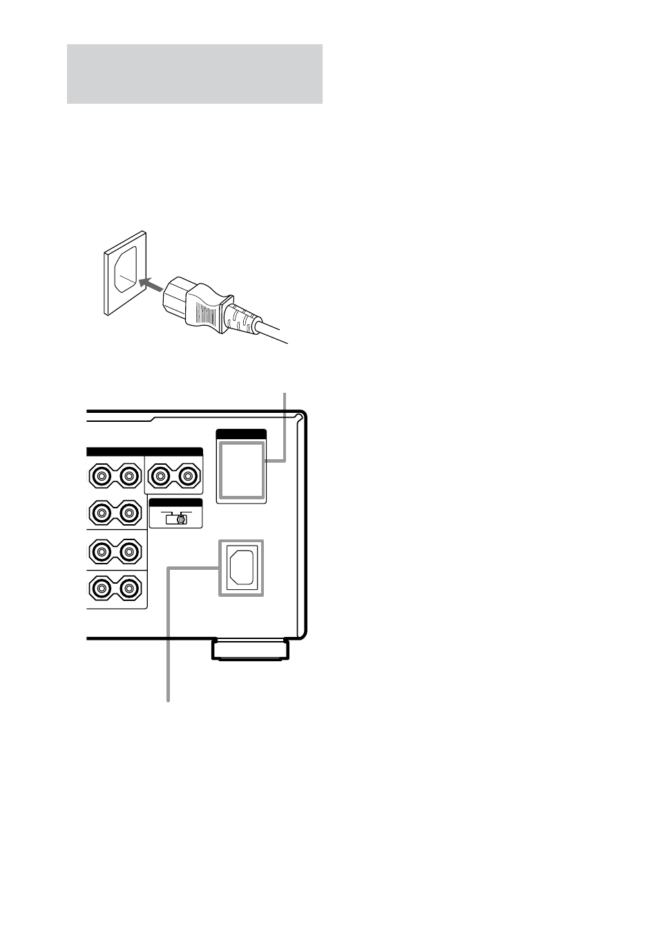 Het netsnoer aansluiten, Ac in netstroomingang, Netsnoer (bijgeleverd) | Ac outlet, Ac outlet netstroomuitgang(en) | Sony STR-VA333ES User Manual | Page 222 / 276