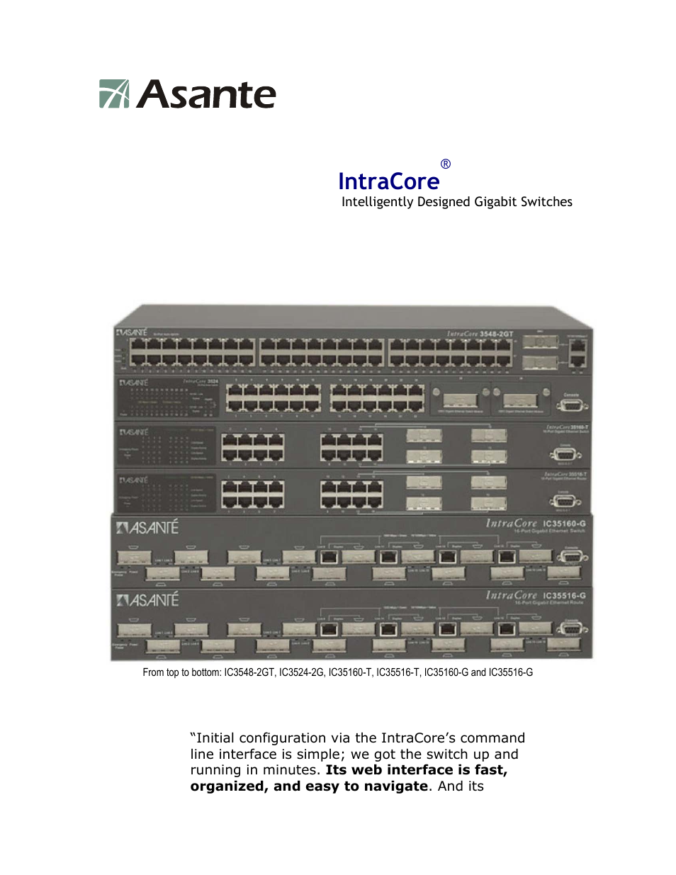 Asante Technologies IntraCore IC35160G User Manual | 22 pages