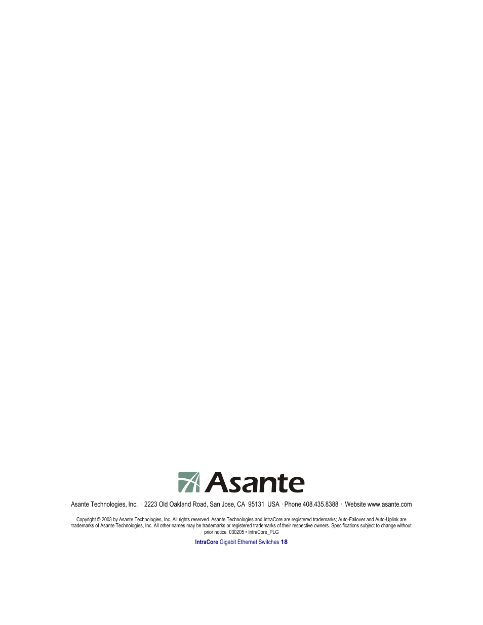 Asante Technologies IntraCore IC35160G User Manual | Page 21 / 22