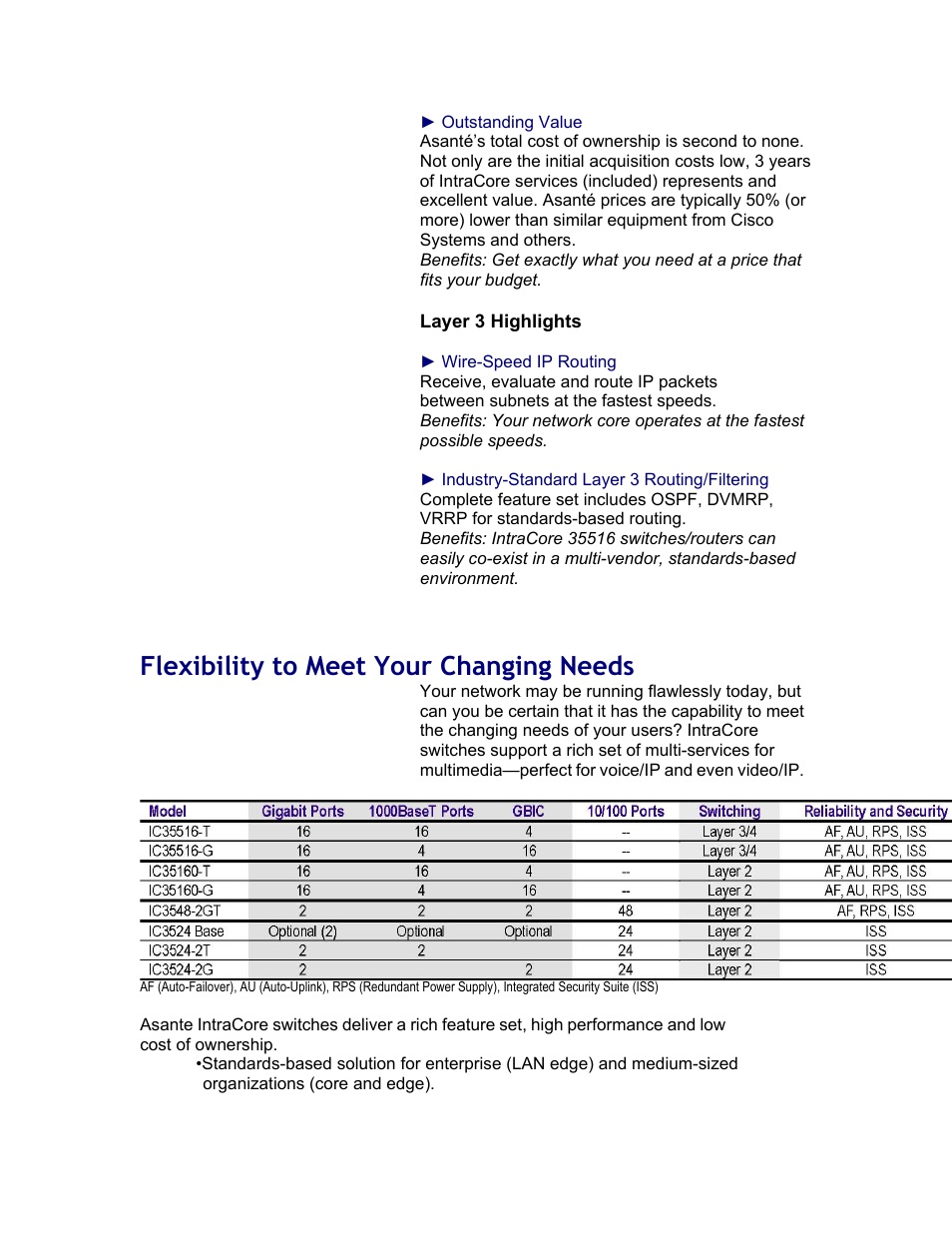 Flexibility to meet your changing needs | Asante Technologies IntraCore IC35160G User Manual | Page 6 / 22