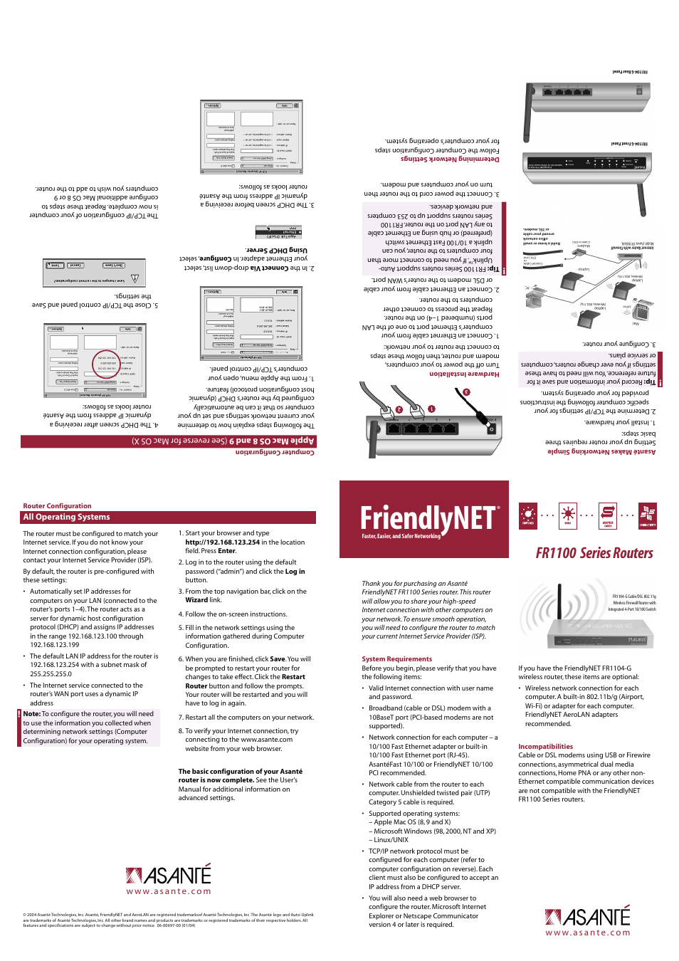 Asante Technologies FRIENDLYNET FR1104-G User Manual | 2 pages