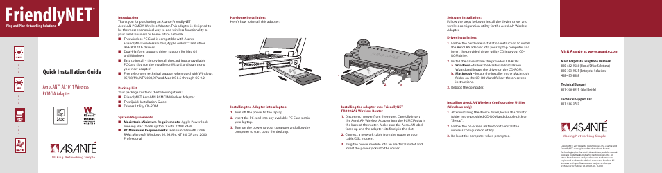Asante Technologies AL1011 User Manual | 2 pages