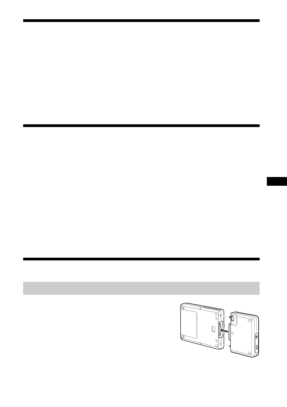 Caractéristiques, Contenu de l’emballage, Raccordement | Raccordement du support de disque dur portable, Raccordement du support de disque, Dur portable | Sony RHCIL User Manual | Page 11 / 32