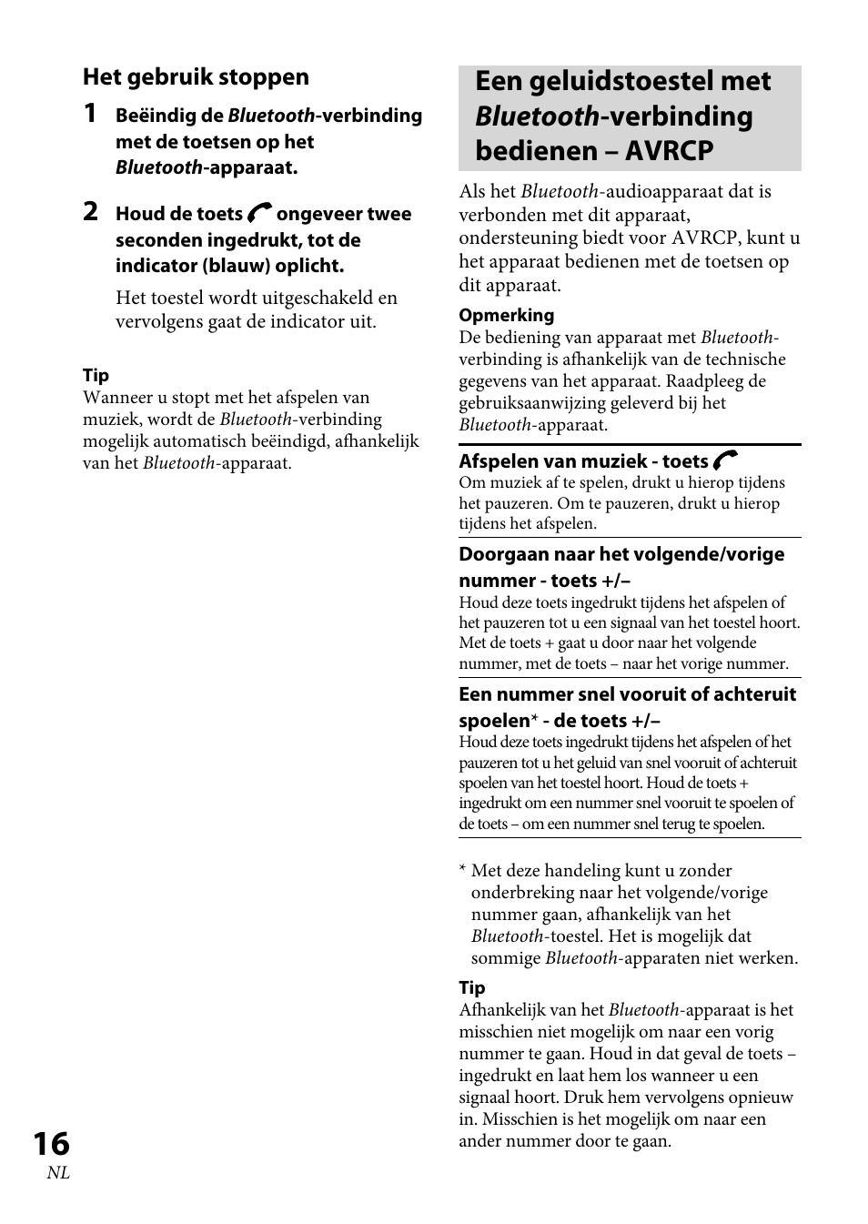 Het gebruik stoppen | Sony XBA-BT75 User Manual | Page 120 / 132