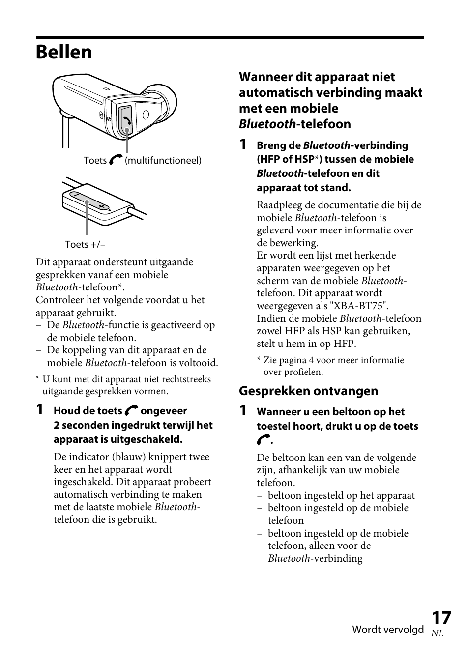 Bellen | Sony XBA-BT75 User Manual | Page 121 / 132