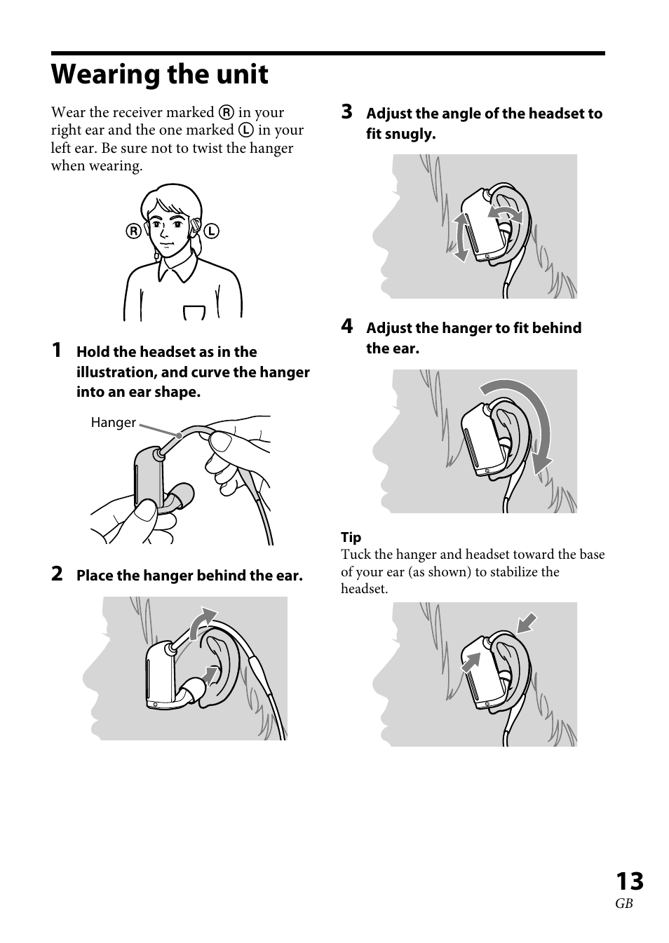 Wearing the unit | Sony XBA-BT75 User Manual | Page 13 / 132