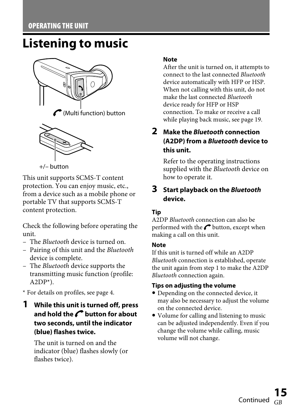 Listening to music | Sony XBA-BT75 User Manual | Page 15 / 132