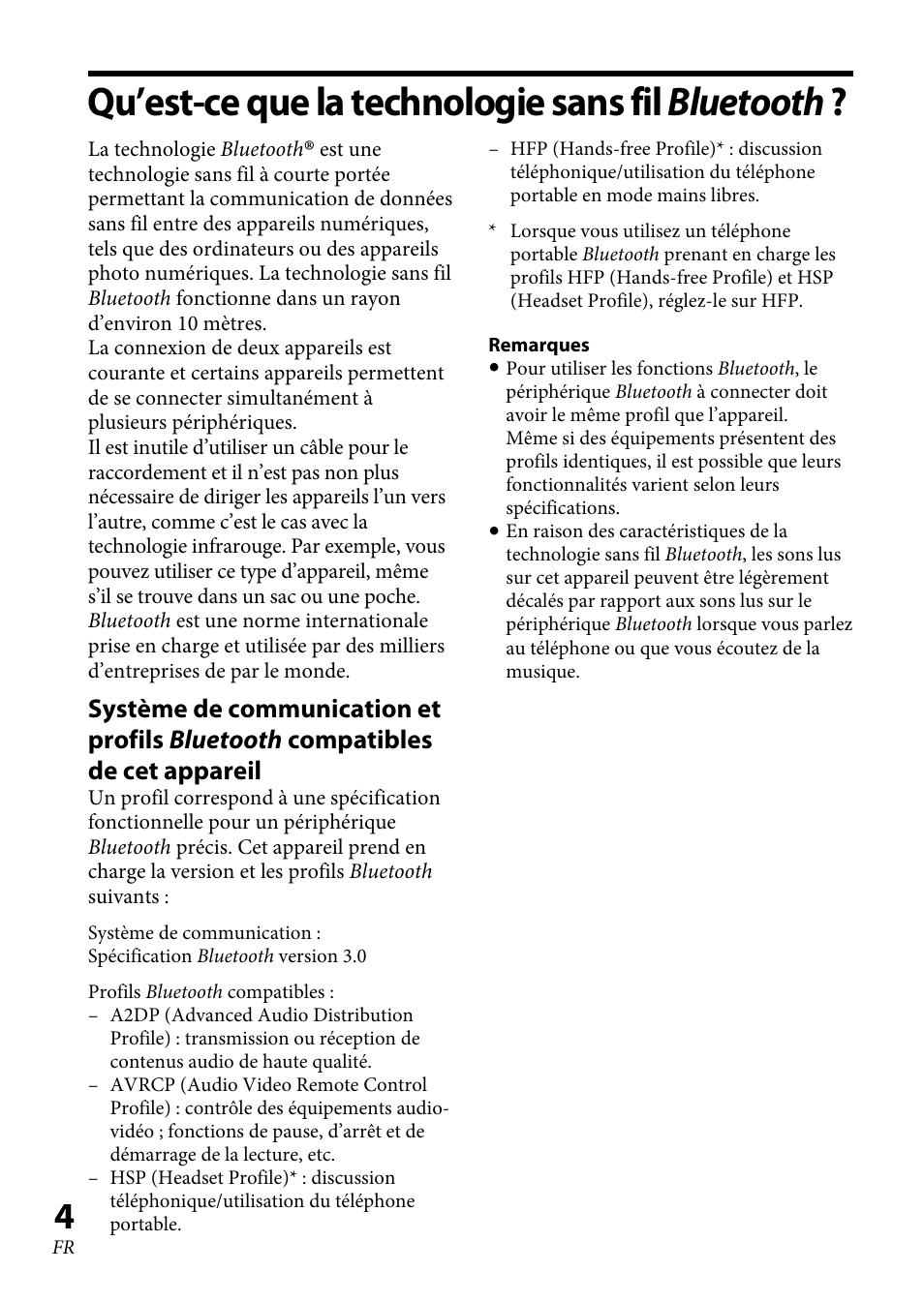 Qu’est-ce que la technologie sans fil bluetooth | Sony XBA-BT75 User Manual | Page 30 / 132