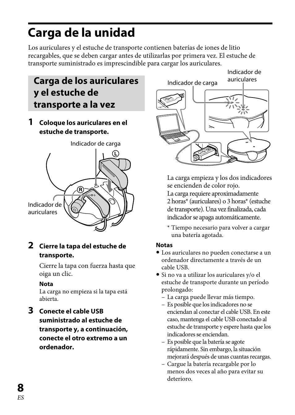 Carga de la unidad | Sony XBA-BT75 User Manual | Page 86 / 132