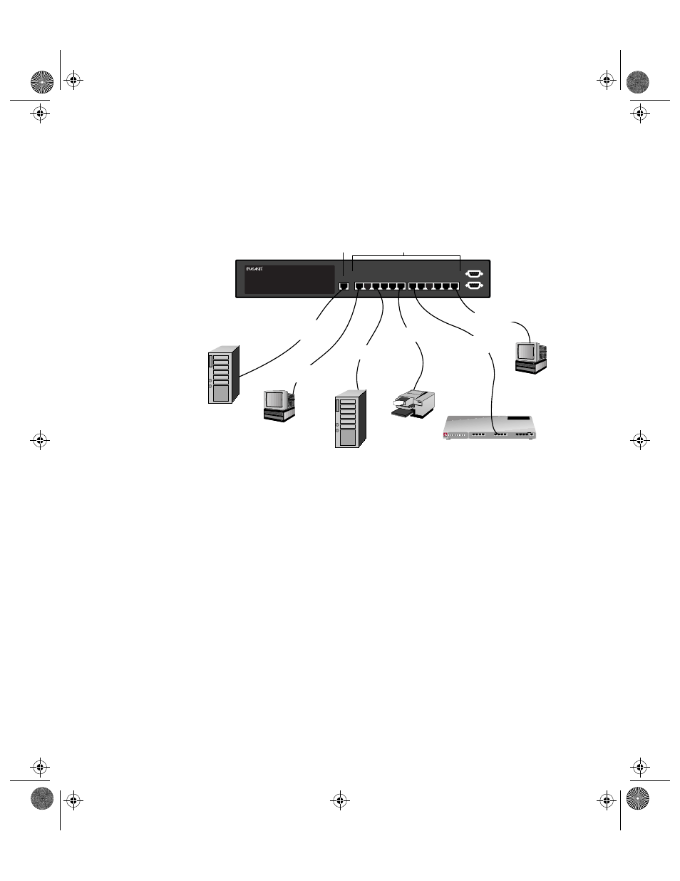 Cabling scenarios diagram, Cabling scenarios diagram -11, Connecting to the network | Page 2-11 | Asante Technologies 5212 User Manual | Page 33 / 146