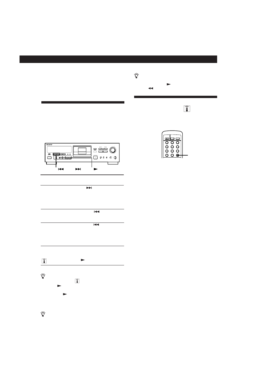 Titelsuche (ams*/direktsuche), Wiederholspielbetrieb (repeat-funktion) z, Wiedergabebetrieb | Zum wiederholen aller titel, Zum wiederholen eines einzelnen titels | Sony DTC-A6 User Manual | Page 52 / 62