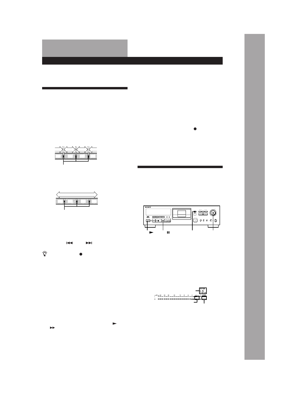 Things you should know before recording, Adjusting the recording level for analog recording, Recording operations | If “emphasis” appears in the display, When using a new tape, Important, Absolute time codes, Basic operations | Sony DTC-A6 User Manual | Page 8 / 62