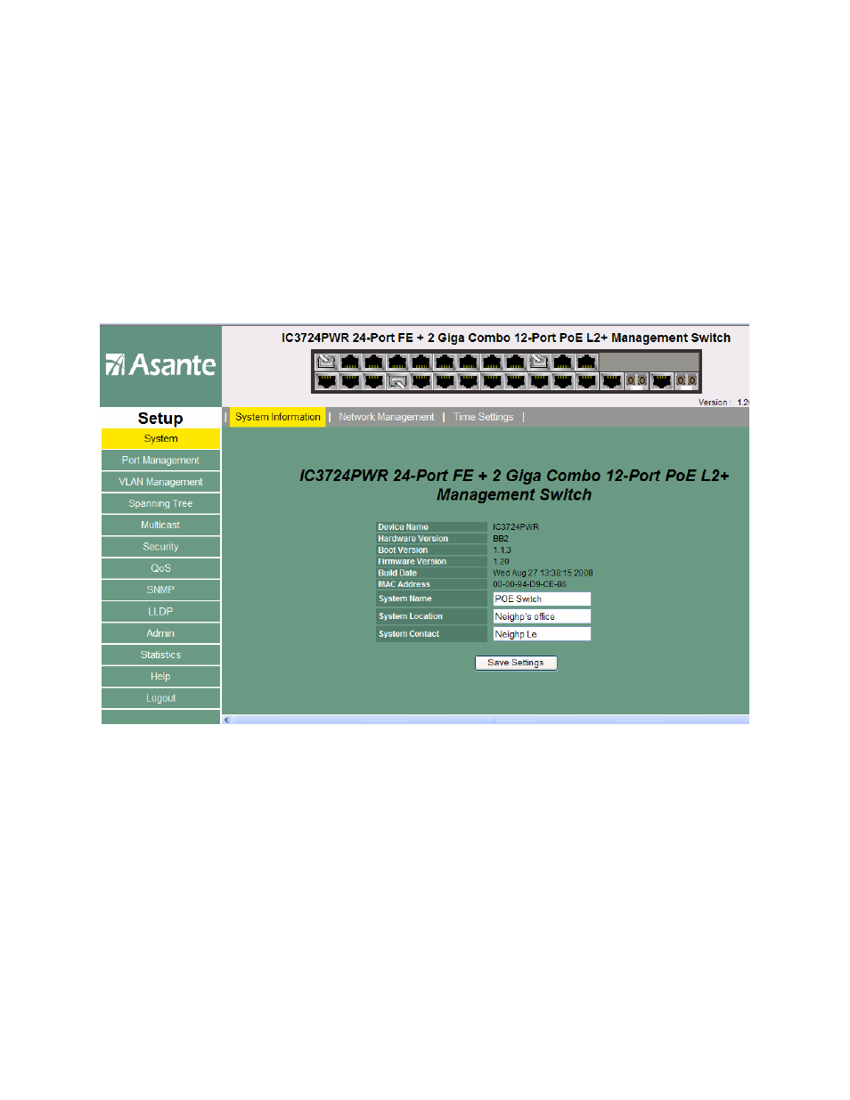 2 system, 1 system information | Asante Technologies INTRACORE 3724PWR User Manual | Page 68 / 154