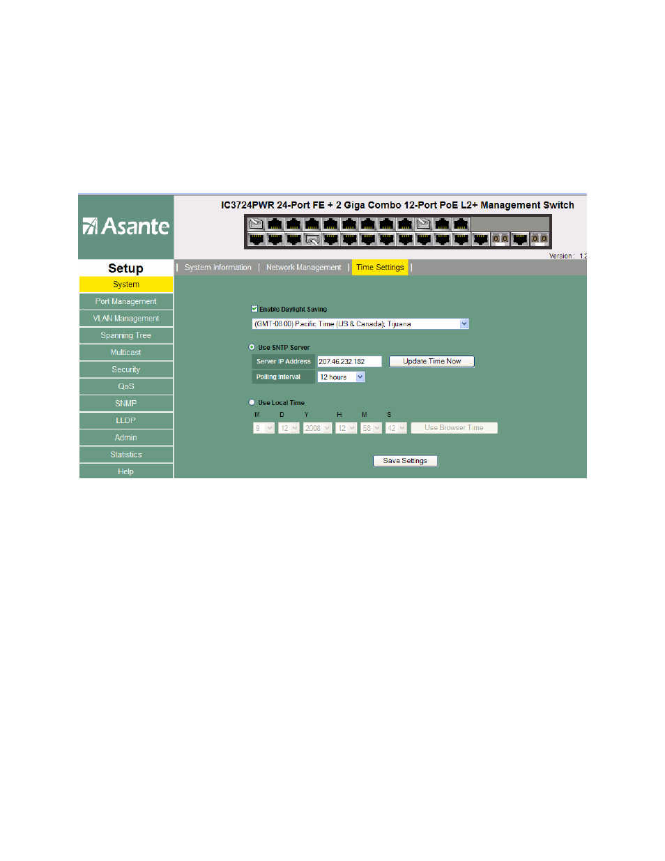 3 system time setting, System time setting | Asante Technologies INTRACORE 3724PWR User Manual | Page 71 / 154